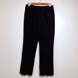 Jules Leopold Black Dress Pants Lace Hem Stretch Career Casual Small